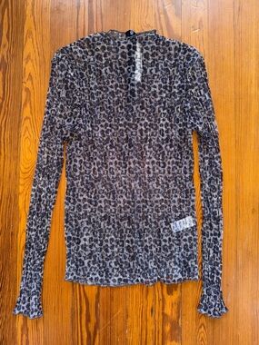 Bishop + Young Sheer Leopard Print Long Sleeve Women's Top